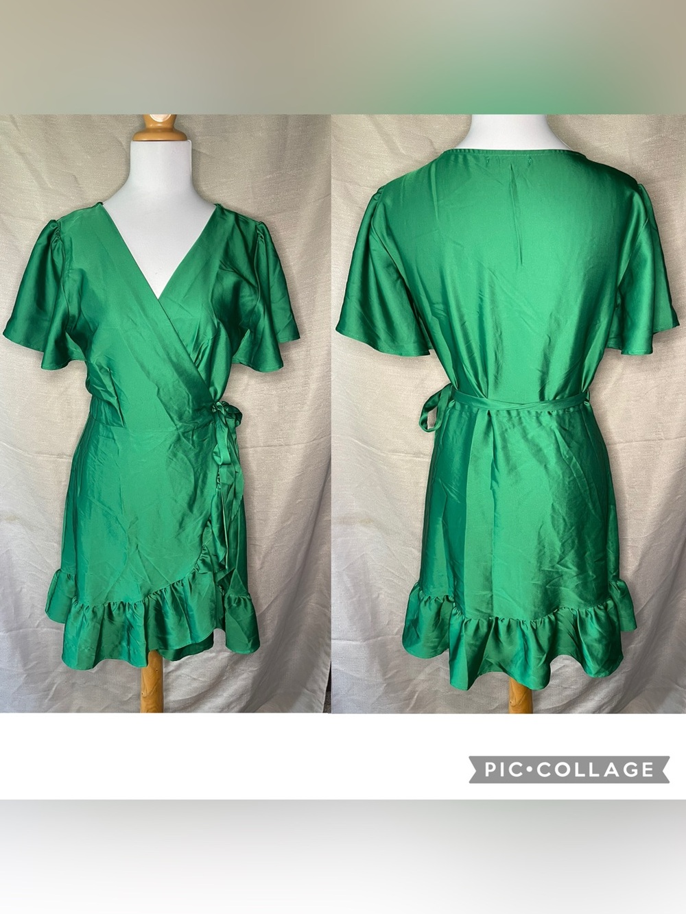 Trixxi Emerald Green V-Neck wrap Dress